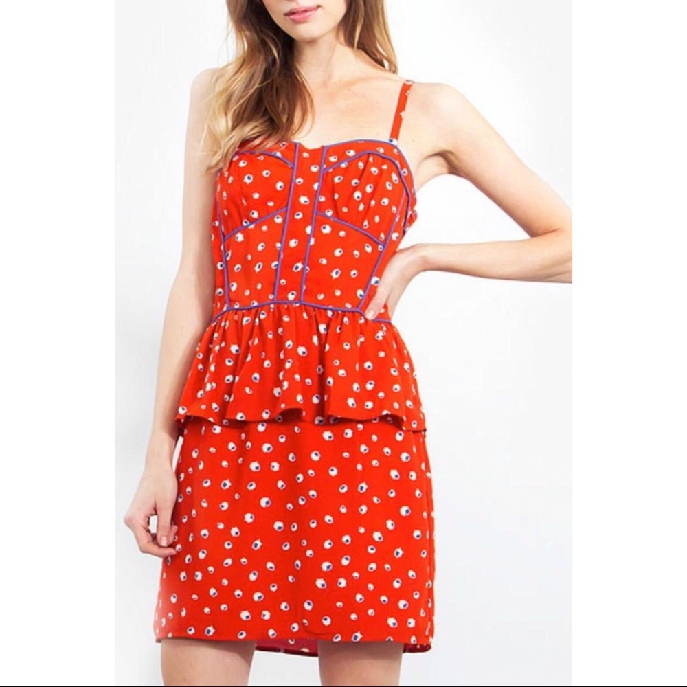 Sugarlips Orange Peplum Bustier Dress XS